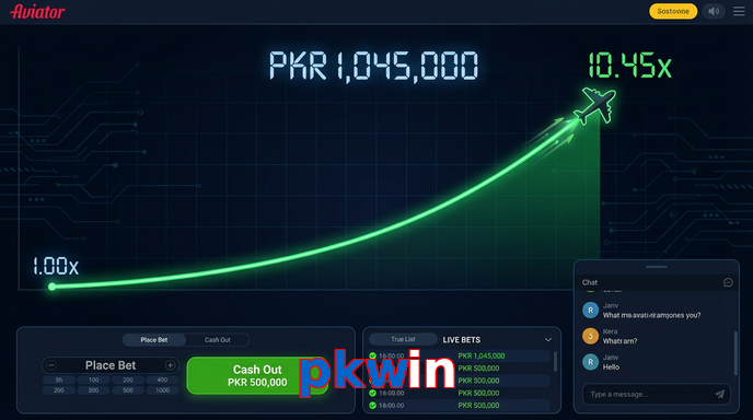 Main screen of Pkwin aviator page for PK players